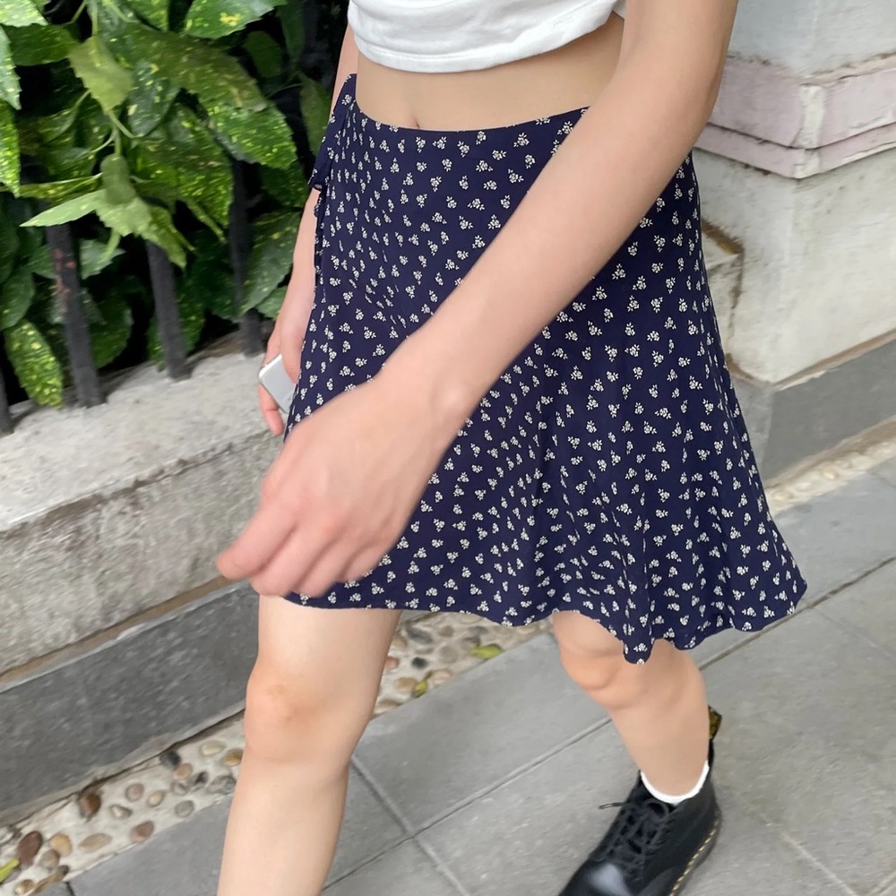 Brandy Melville Asymmetrical Navy Blue Skirt